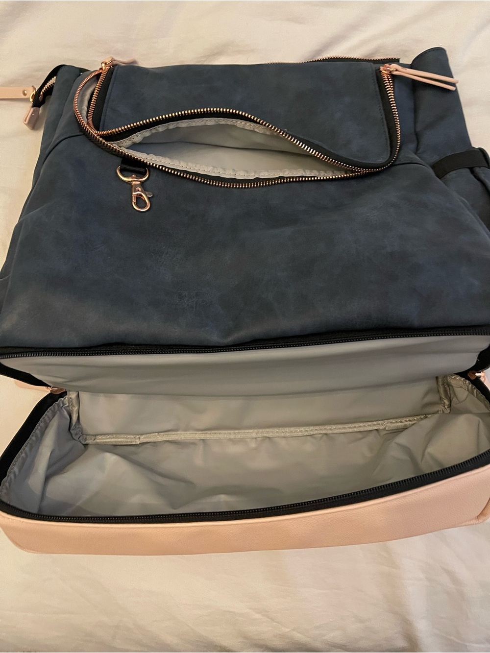 Petunia Pickle Bottom Navy and Blush Convertible Backpack/Diaper Bag - Picture 6 of 6